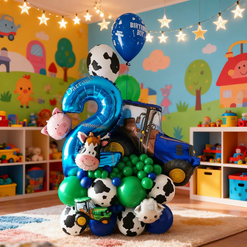 Heavy Equipment Birthday Theme - 45Pcs/Set Excavator Tractor Number Balloons Construction