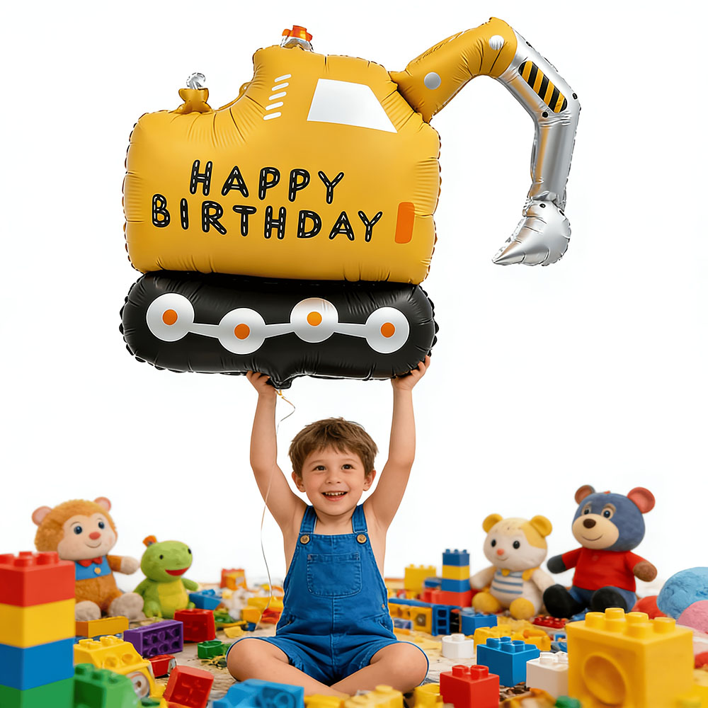 Heavy Equipment Birthday Theme - Construction Party Balloon Matte Happy Birthday