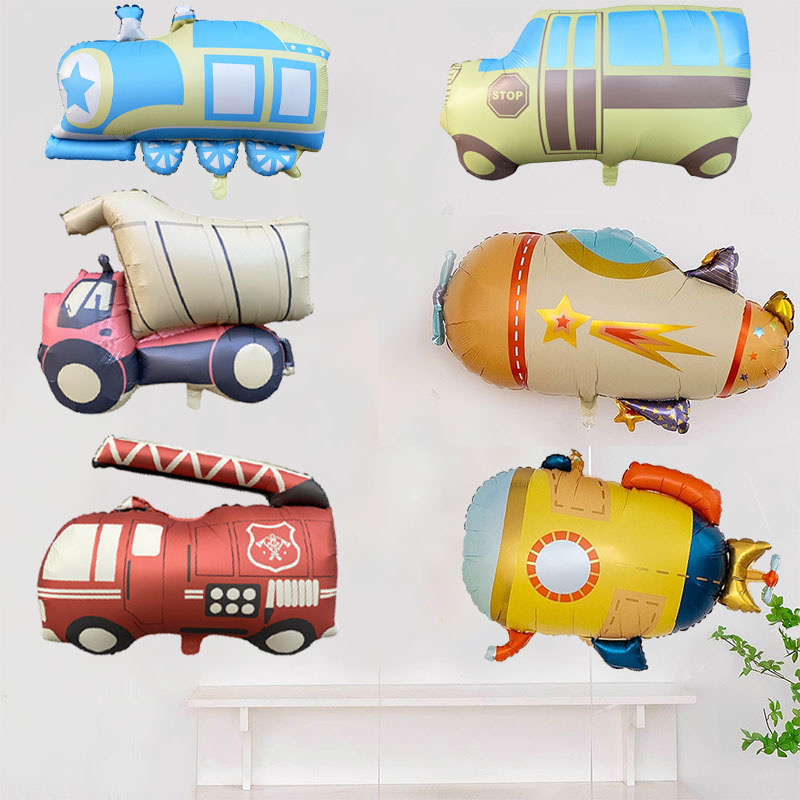 Heavy Equipment Birthday Theme - New matte cartoon car, airplane, submarine,