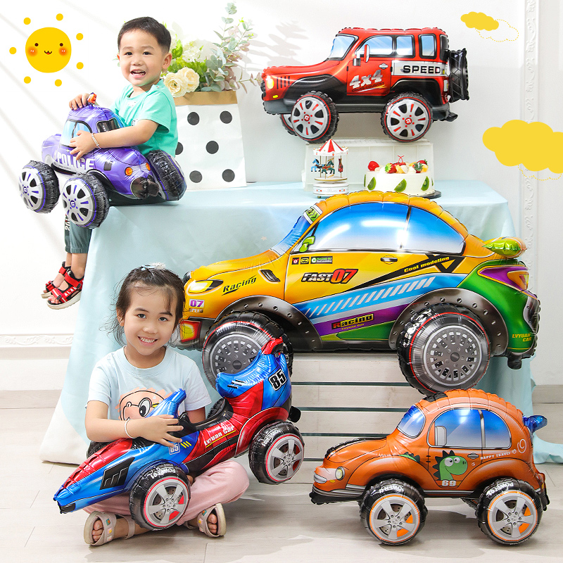 3D Cartoon Car Foil Balloon Bu - Heavy Equipment Birthday Theme ulasan dan harga