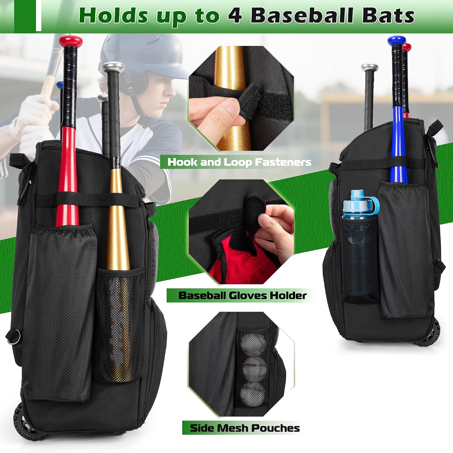 Rolling Baseball Backpack With - Heavy Equipment Usa ulasan dan harga